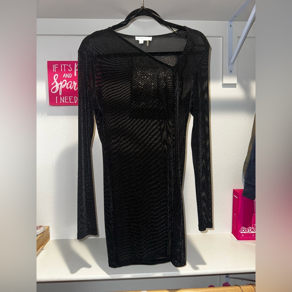 Black Sparkle Sheer Dress